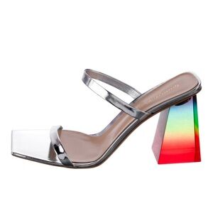 Gianvito Rossi Silver Women's Sandals with Rainbow Heel
